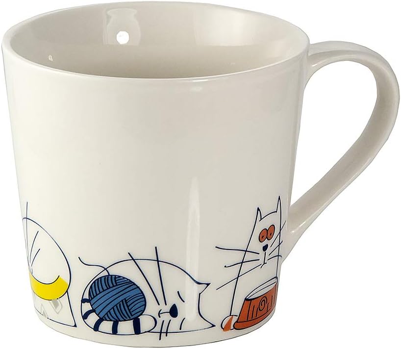 Cat Mug for Hot Drinks, Big Tea and Coffee Cup in New Bone China with Funny Cats Gift for Animal Lovers