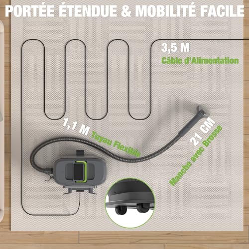 WORKPRO Shampouineuse et Nettoyeur Vapeur 4 en 1 pour Tapis et Tissus d’Ameublement avec Aspirateur Laveur 16 kPa, 4 Modes de Nettoyage, Nettoyeur Canapé Tissu, Matelas, Rideaux, Poils, Voiture