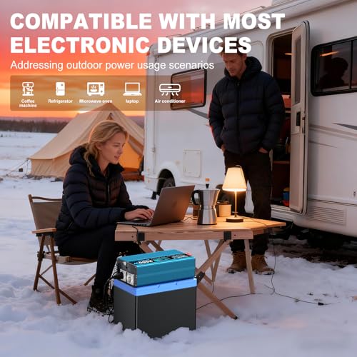 SUDOKEJI Pure Sine Wave Inverter 2500 W (5000 W Peak) - 12 V to 230 V Voltage Converter with LCD Display & Remote Control, 2 x EU Sockets & 2 x USB, Ideal for Motorhome, Truck, Boat, Camping