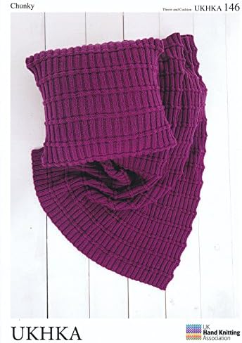 Chunky Knitting Pattern - Easy Knit Design Ribbed Cushion Cover & Blanket Throw (UKHKA 146)