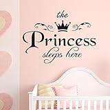 Staron Family The Princess Words Removable Wall Stickers,Easy To Stick + Safe On Painted Walls Home Decor Baby Girls Bedroom Living Room Wall Decals Art Home Sticker Mural (A)
