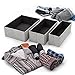 Creative Scents Underwear Drawer Organizer Divider - Set of 3 - Strong Fabric Foldable Closet Dresser Storage Baskets for Socks, Ties, Scarves, Tshirt and Baby Clothes & Mens Cloth (Gray)