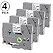 Airmall Compatible Fabric Iron-on Clothing Label Tape Replacement for Brother TZe-FA231 TZ Label Tape, 12mm 0.47'' Black on White, for P Touch Label Maker PT-D210 PT-D600 PT-H110, 4-Pack