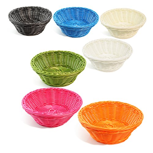 Colorbasket 31117-107 Round Food Basket, Water Resistant, Microwave Safe, BPA Free, White, Set of 3