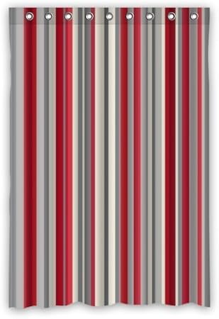 Fille Rayures Rougegrisblanc Rideau De Douche En Tissu De