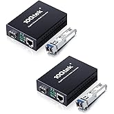 Un par de convertidor de medios de fibra LC de modo único Gigabit, con 2 módulos SFP LX, convertidor de fibra a Ethernet de 1