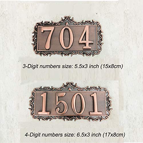 LONTG House Number Plaque Personalized Home Address Numbers Signs Customized Door Numbers Sign Plate Floating for Home Hotel Apartment Office Cast Metal Number Sign Plaque Bronze 2/3/4 Number