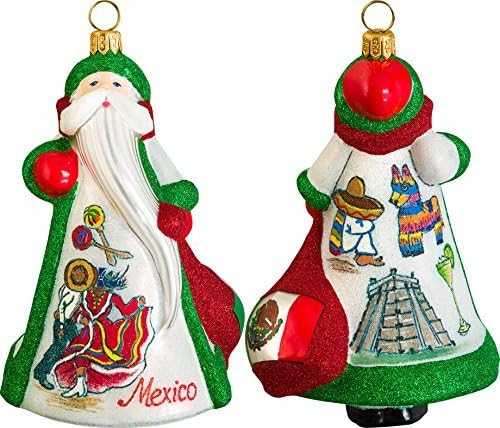 Glitterazzi Mexico Mexican Santa Polish Glass Christmas Ornament Decoration New