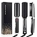 Ionic Hair Straightener Brush, BHY Hair Straightening Brush with Negative Ion, 30s Fast Heat up, LCD Display, Auto-Off & Dual Voltage, Portable Ceramic Straightening Comb for Home and Travel