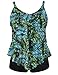 Septangle Women's Tankini Set Ruffle Swimwear Solid Two Pieces Swimsuit