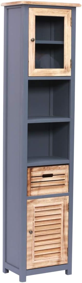 Woodkings® Hochschrank Kansas, Badschrank mit Lamellentür für schmale