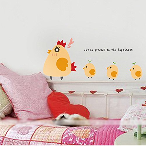 Cartoon Saying Wall Decal Mural Inspirational Stickers Decor Removable Vinyl Family Decorative Nursery Art Kids Baby Home Vinyl Peel & Stick Mural Let Us Proceed To The Happiness Quotes (Hen)