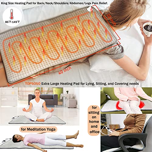 TOPSOSO Electric Heating Pad 20"x 40" Extra Large Heating Pad for