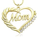 SoulBreezeCollection Mom Heart Necklace Love Pendant Charm for Mother's Day Gift Jewelry (G)