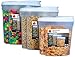 Imperial Home Cereal Dispenser 3 Piece Set, Airtight Plastic Food Storage Containers with Lids, Pantry Organization for Cereal, Flour, Sugar, Any Snack, Keeps Food Dry & Fresh, Clear with White Lids