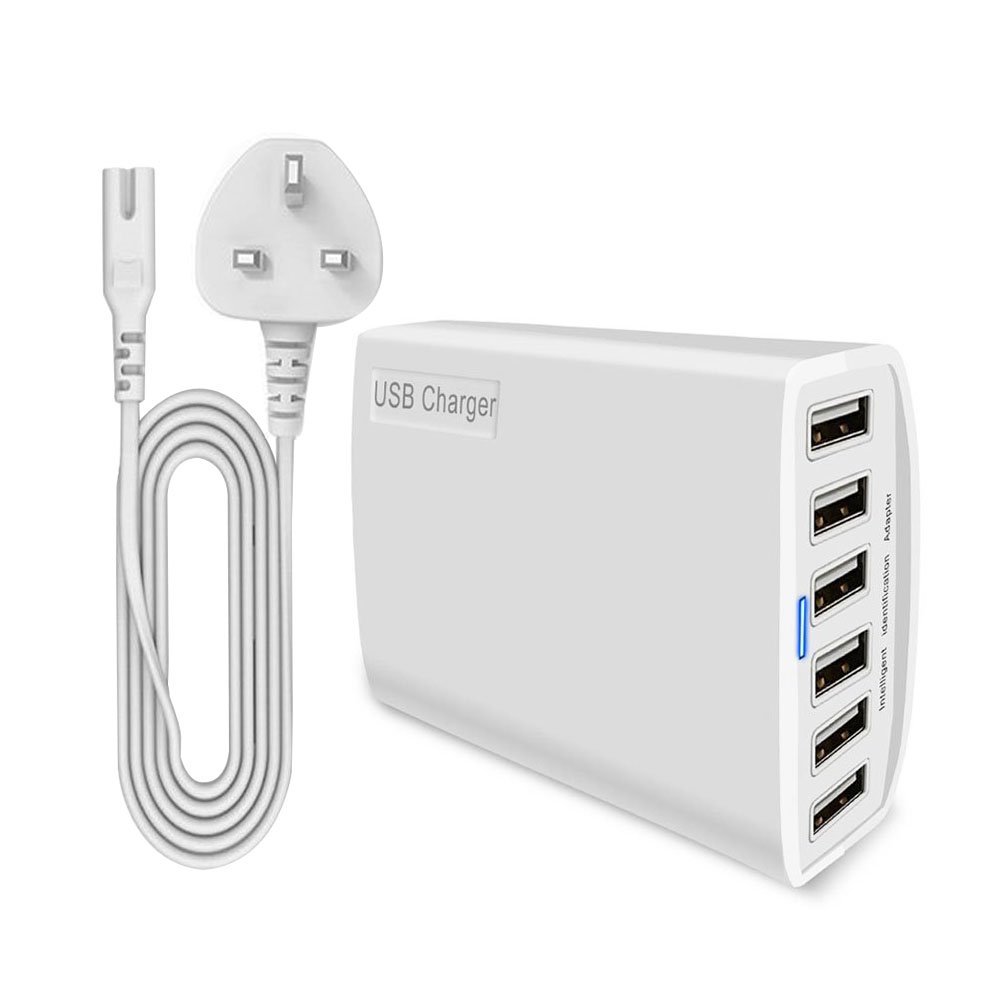 USB Desktop Charger, 60W 12A 6-Port USB Charging Station Multi Ports Desktop Charger Hubs Compatible with Smartphone/Tablets and More