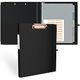 Ospelelf 3 Ring Binder, 1/2 Inch, Cute Letter Size (11" x 8.5") with 5 Tab Dividers, File Folder Labels and Low Profile Clipboards, Black for School and Office