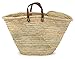 Moroccan Straw Market Bag w/Brown Leather Strip Handles, 25