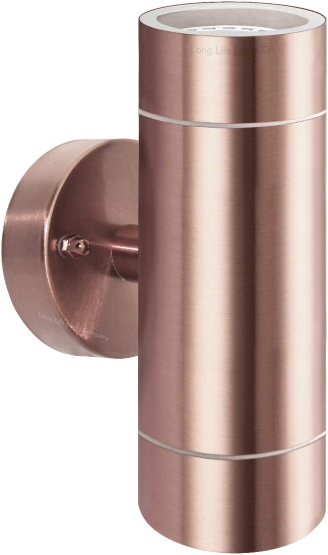 Long Life Lamp Company Modern Double Outdoor Wall Light Stainless Steel Copper Finish IP65 ZLC081C