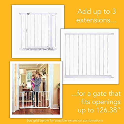 North States 11-Bar Extension for Auto-Close Baby Gate: Add extension for a gate up to 69.75" wide (Adds 31.25" width, Soft White) - Thumbnail 2
