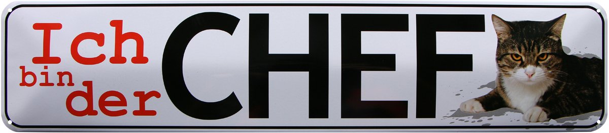 Blechschild 46 cm x 10 cm I'm The Boss – Cat 46x10 STR198 Tin Sign Street Sign