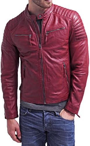 SkinBazar Mens Leather Jacket MJ 300 M Dark Red