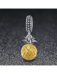 BAMOER - Abalorio de plata esterlina 925, diseño de margarita con circonita cúbica
