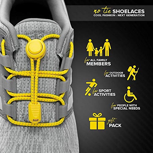 No Tie Shoelaces, Reflective Elastic Lock Shoe Laces by iLiveX, One Size Fits All Adult and Kids Shoes (Black)