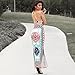DUBACH Womens Ethnic Side Split Halter Drawstring Maxi Dress Multi,X-Large