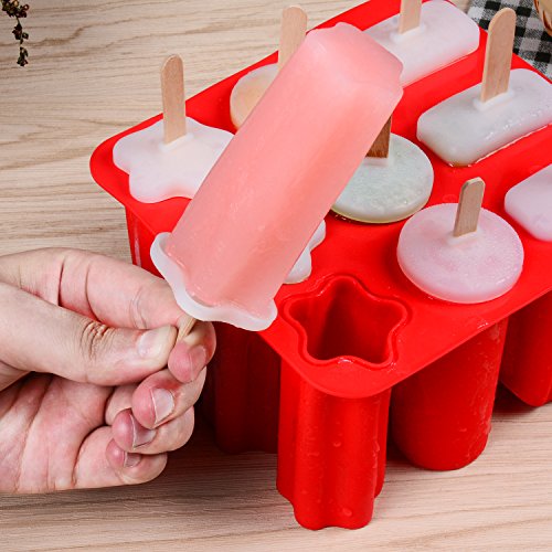 Silicone Popsicle Mold, 3-Shape, 9-Cavity Homemade Ice Pop Mold Ice Cream Mold, Easy to Pop Out & BPA Free - Thumbnail 4