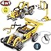 PinSpace Race Car Building Set with Electronic Motor, 4 in 1 Electric Truck Building Toy, 216 Pieces Kids DIY Engineering Kit, Street Sweeper, Gripping Pliers, Basketball Stand Building Blocks Set