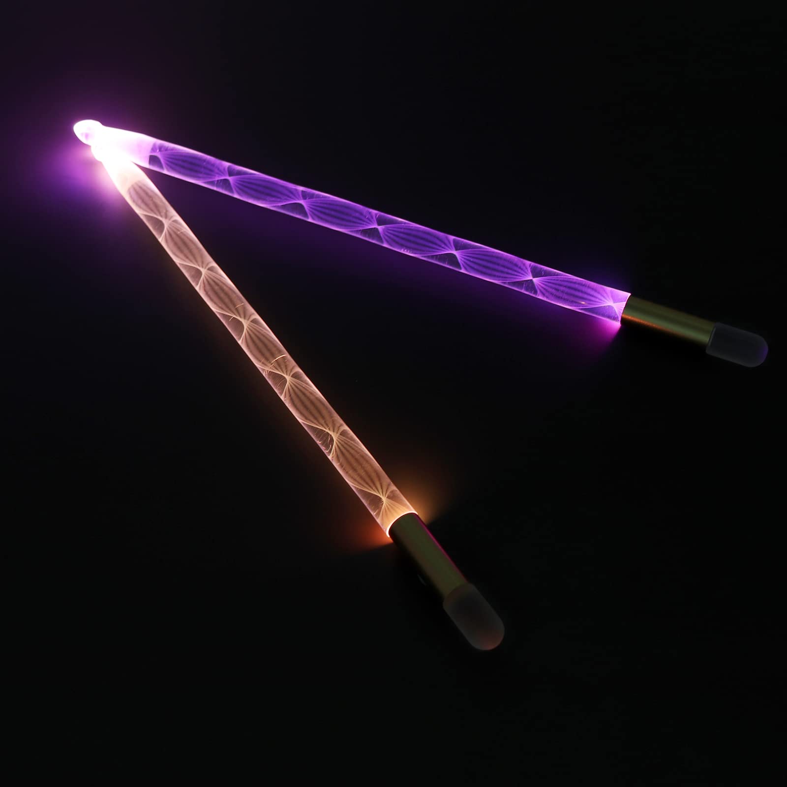 MuzcYM 5A Drumsticks Light LED Bright LED Light Up Drumsticks Noctilucent Glow in The Dark Night light Drum Sticks Luminous Jazz Drumsticks for Stage Performance with 4pcs Flashing Lamp Beads (60B)
