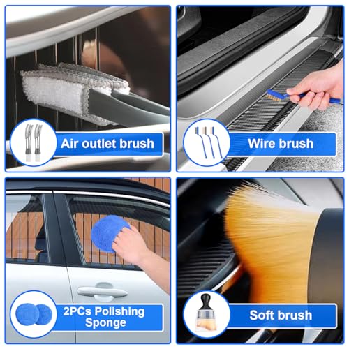 36 Piece Car Cleaning Kit, Car Cleaning Brush Kit for Interior and Exterior Car Details, Car Brush Wast Set, Car Cleaning Kit for Ventilation Slots, Wheels, Surfaces