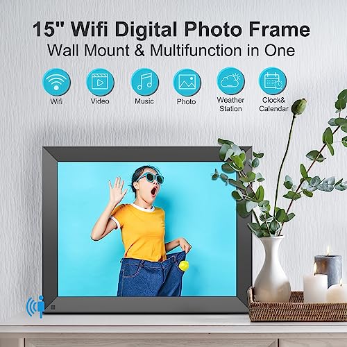 FULLJA 15 inch WiFi Smart Digital Photo Frame Large Digital Picture Frame, Full Function, 32GB