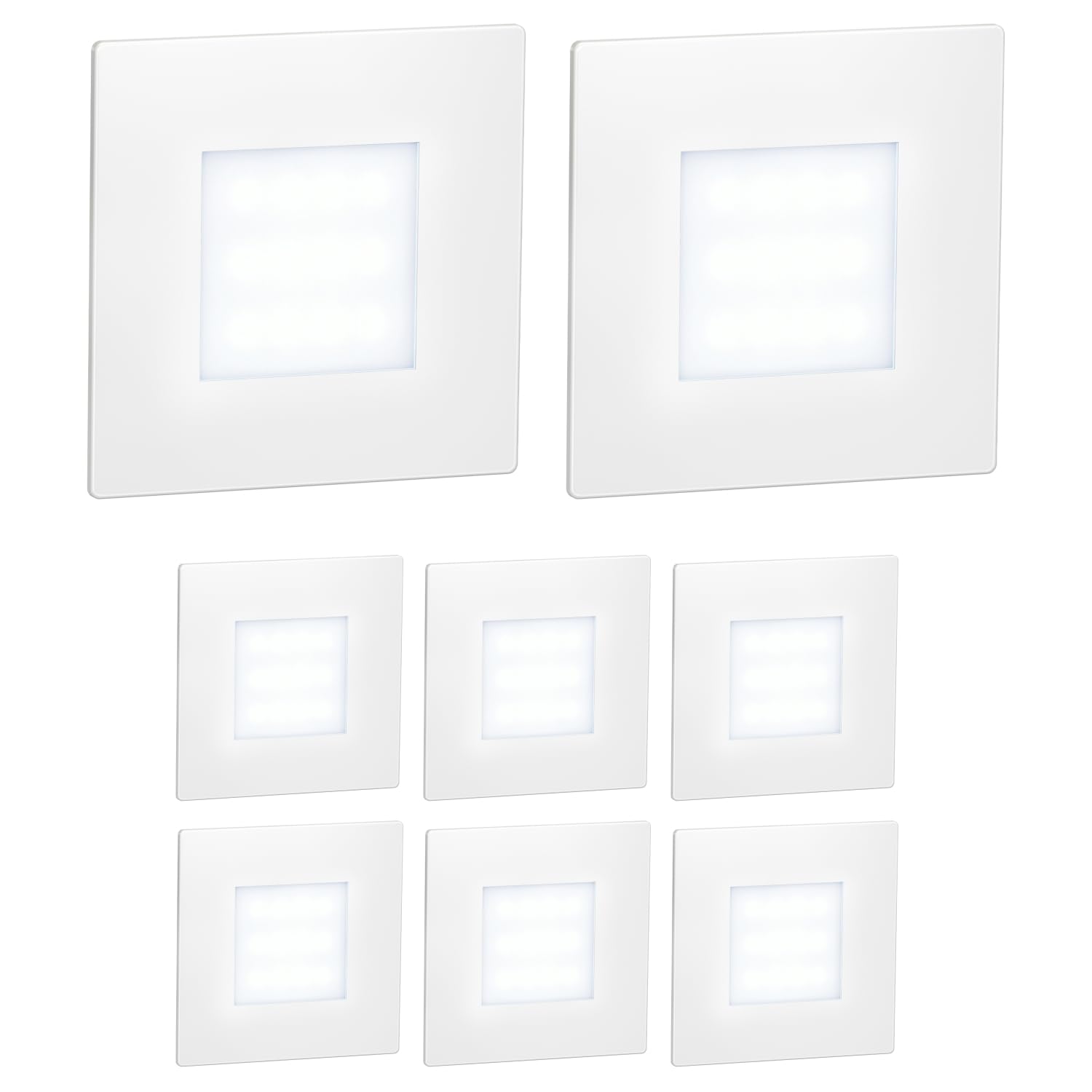 ledscom.de 8 LED Staircase Light/recessed wall Light FEX for Indoors and Outdoors, Angular, 85 x 85mm, Cool White