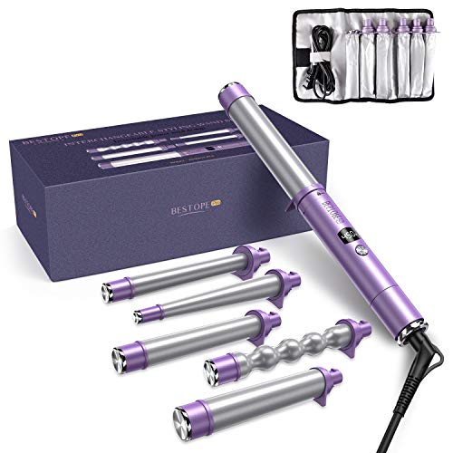 Curling Iron 5 in 1 BESTOPE Hair Curling Wand Set Hair Wand 0.5'' to 1.