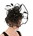 Haojing Women's Organza Church British Fascinator Bridal Tea Party Wedding Hat Summer（Hj2-Black）