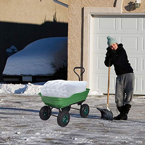LUCKYERMORE Garden Dump Utility Wagon Cart-550 LB Weight Capacity Multifunctional Wheelbarrow Sturdy Plastic Yard Lawn Cart for Wood and Cargo Carrier
