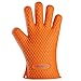 Silicone Oven Mitts - IQUALITE BBQ Grill Heat Resistant Kitchen Oven Glove Potholder - 1 Pair ( Orange )