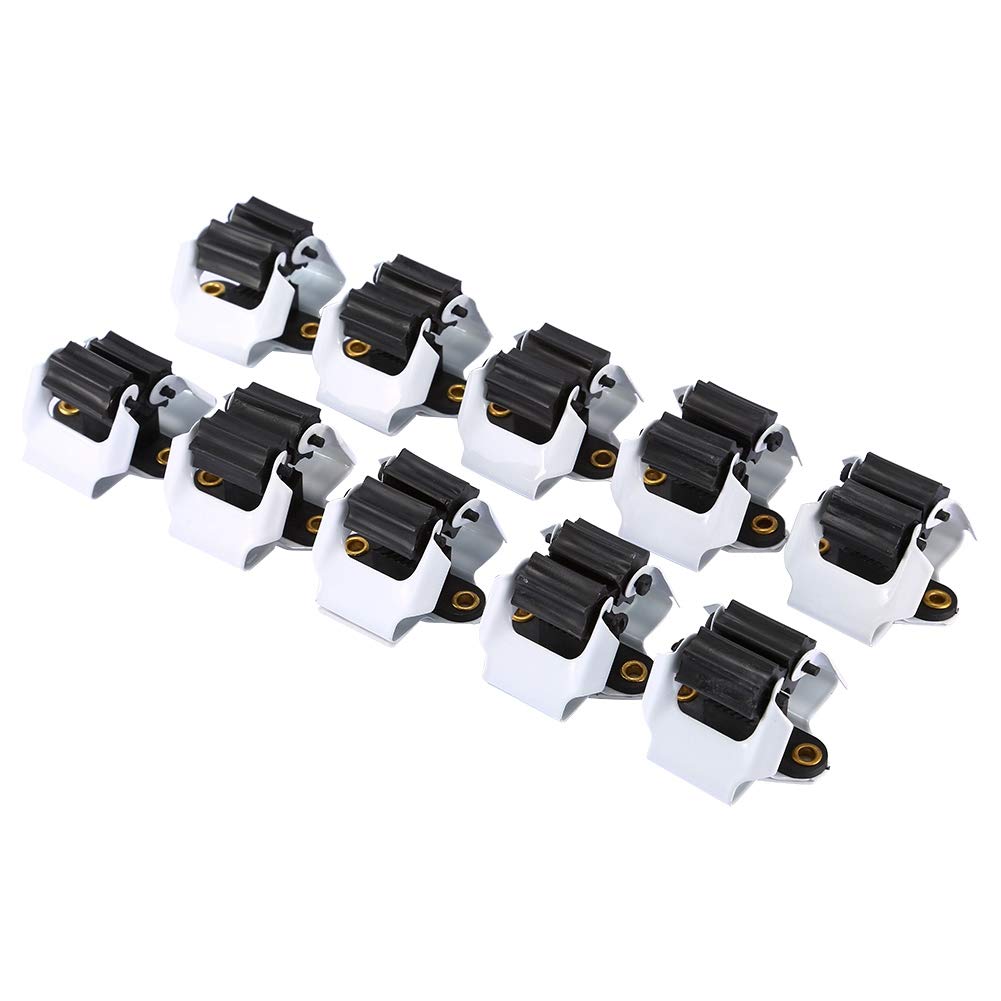 GFRGFH Mop Broom Holder, 10 Pack Heavy Duty Mop Wall Mounted Clips Hangers Broom Storage Rack Hooks Tidy Clamp Organizer Tool for Closet Kitchen Garden Garage Bathroom Office