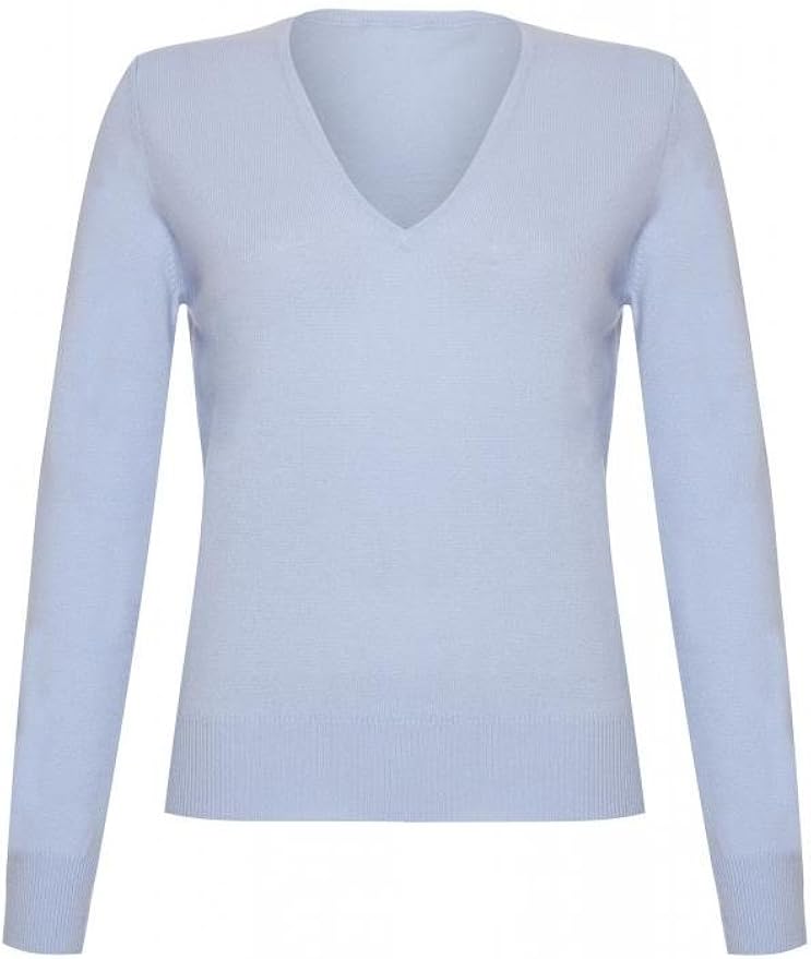 Ladies Cashmere V Neck Jumper, Baby Blue , 44 Amazon.co.uk Clothing