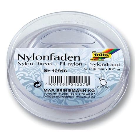 Folia Nylonfaden auf Spule, transparent, 0,16mmx100m, Tragkraft 0,85kg
