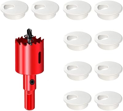DuDuZui Desk Grommet 35mm 10PCS with Hole Saw White 44mm Ø 13mm H