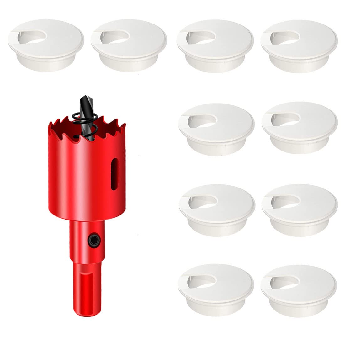 DuDuZui 10PCS Desk Grommet, Desk Cable Hole Covers Organize Office and Home Table Cable, with Hole Saw (White, 35mm)