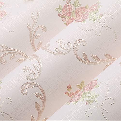 Modern Minimalist Non-Woven Plant Pattern 3D Embossed Wallpaper Roll for Living Room Bedroom Walls Light Pink 53x1000cm