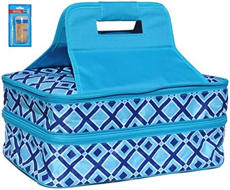 TEAL Double Thermal Expandable Insulated Large Hot Cold Lasagna Pan Casserole Dish Food Carrier for Her Mom Best Friend (StyleA)