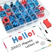 JONYJ Foam Magnetic Letters, Magnetic Alphabet Letters Board with Storage Box, 208 Pcs ABC Uppercase Lowercase Alphabet Magnets for Kids Spelling and Learning - Classroom & Home Education