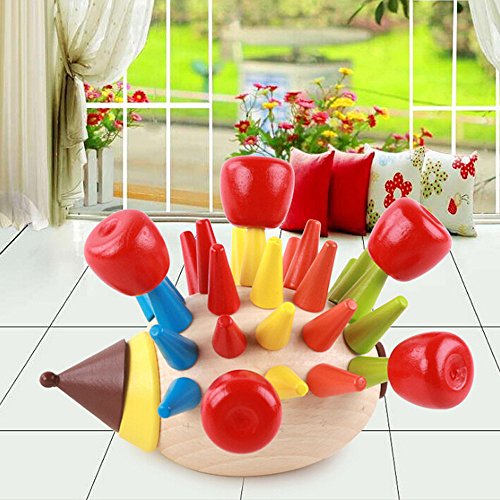 callm Puzzle Toy,Wooden Disassembly Assembly Building Block Hedgehog Toy Balancing Puzzle Fun Toy (Multicolor)