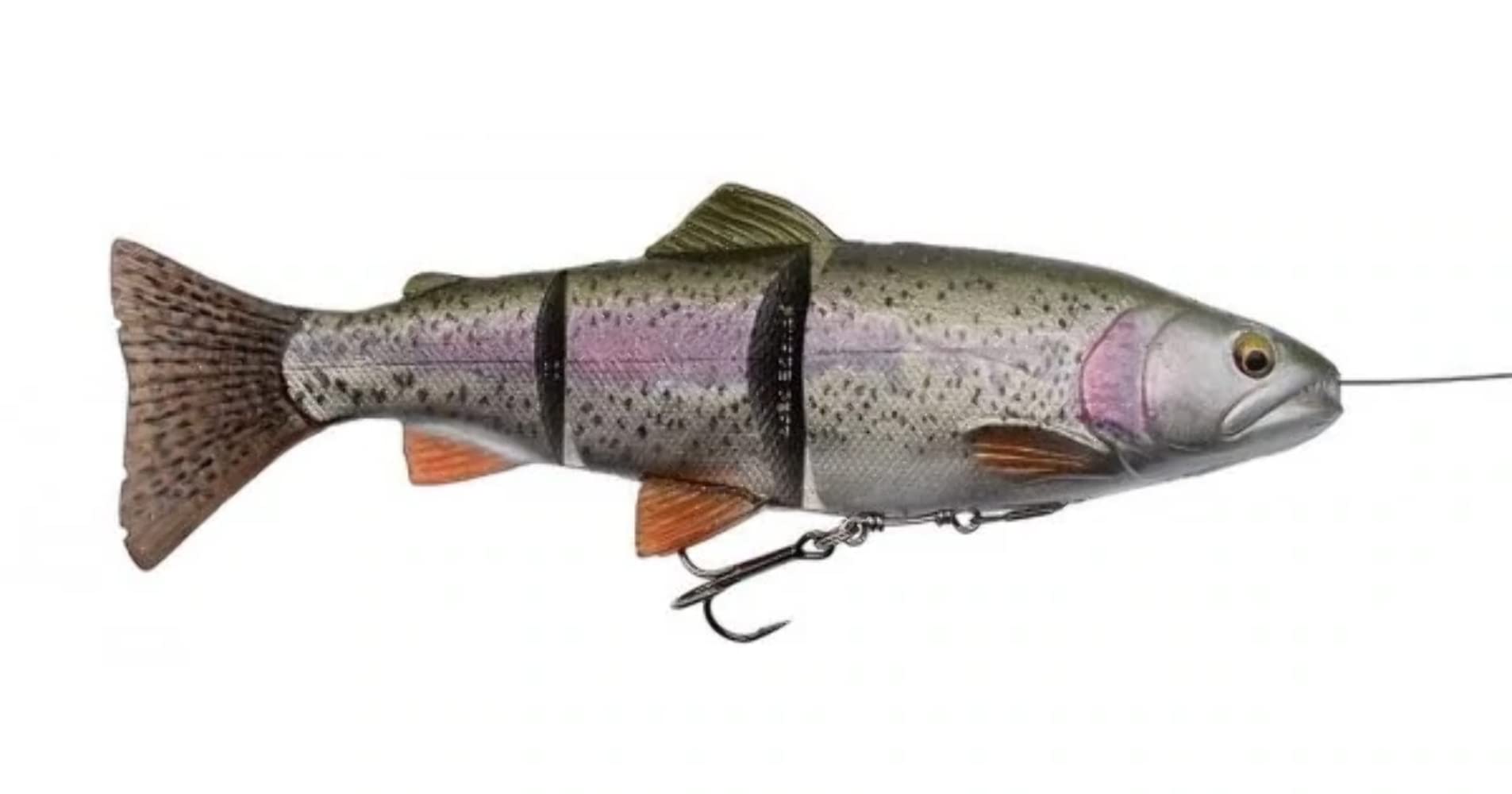 Savage Gear - 4D Line Thru Trout - Natural Look Rubber Trout for Spin Fishing, Pike Bait, Rainbow, 15 cm / 40 g/Moderately Sinking