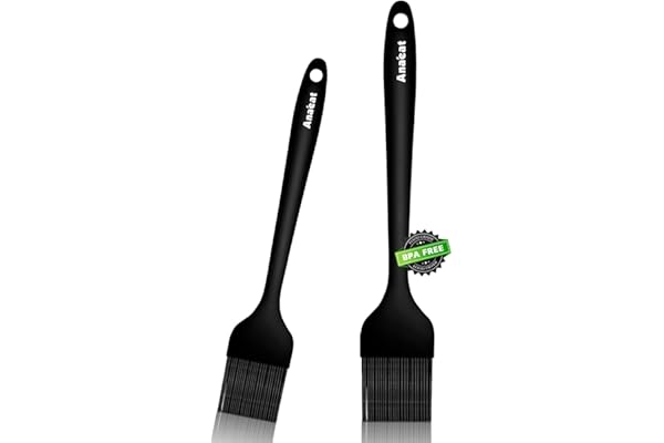 Anaeat 2 Pack Silicone Basting Pastry Brushes - Heat Resistant Brush with Soft Bristles, Hygienic One-Piece Design, Marinade